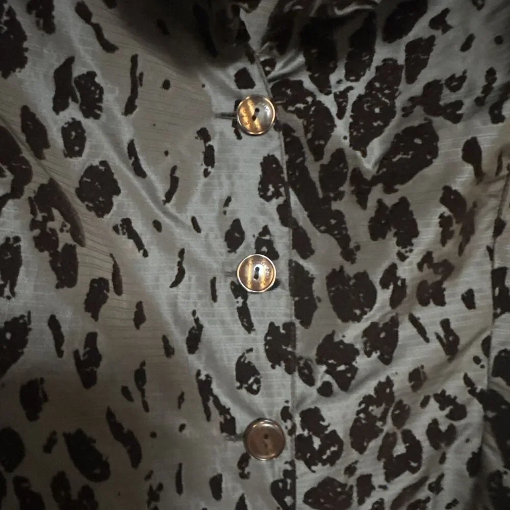 Anne Fontaine Volina Leopard Print Blazer Size 8 Ruffle Button Front Jacket